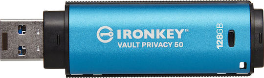 Kingston IronKey Vault Privacy 50 128ГБ USB 3.2 Стик Син