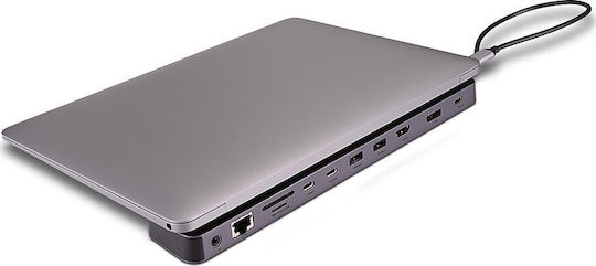 Lindy DST-Mini XT 810 USB-C Docking Station with HDMI/DisplayPort 4K PD Ethernet Silver