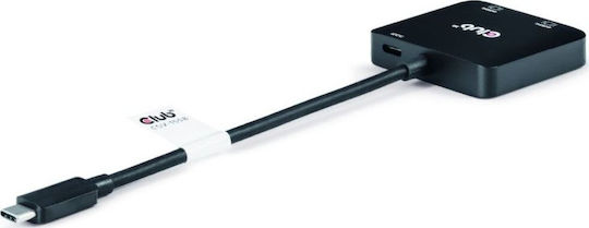 Club3D USB-C Docking Station με HDMI/DisplayPort 4K PD Μαύρο (CSV-1558)