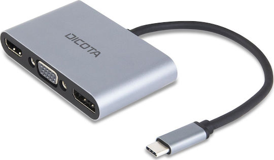 Dicota USB-C Docking Station με HDMI/DisplayPort 4K PD Ασημί (D32064)