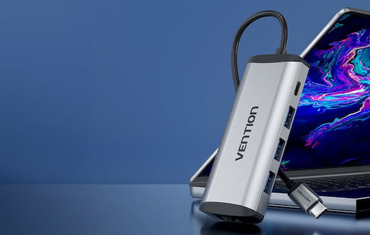 Vention USB-C Dockingstation mit HDMI 4K PowerDelivery Ethernet Grau (THAHB)