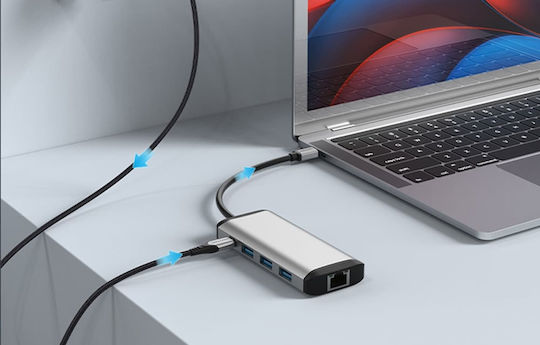 Vention USB-C Dockingstation mit HDMI 4K PowerDelivery Ethernet Grau (THAHB)