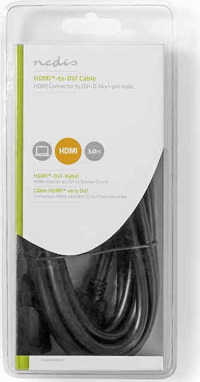Cablu Nedis HDMI Conector HDMI Mufă 24 + 1 pini DVI-D Mufă Negru Blister 3m