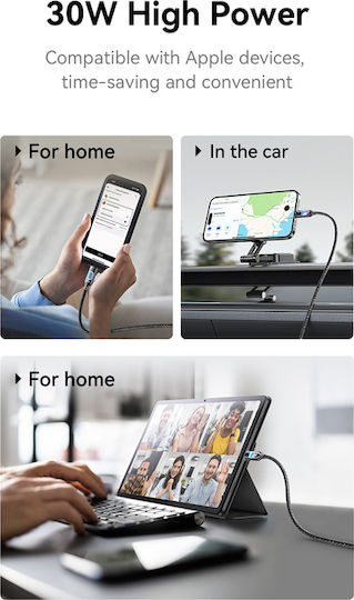 Usams SJ751 Geflochtenes LED USB 2.0 Kabel USB-C männlich - USB-C 240W PD Schwarz 1,2m SJ751USB01