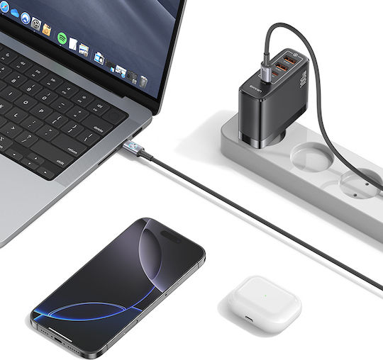 Usams SJ751 Geflochten / LED USB 2.0 Kabel USB-C männlich - USB-C 240W Beige 1.2m (SJ751USB02)