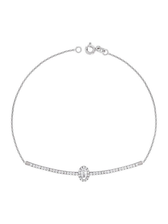 Kiriakos Gofas Set with Necklace & Bracelet from White Gold 14K with Stones