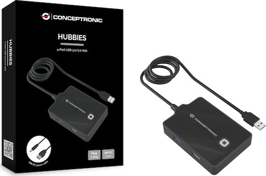 Conceptronic USB-A 3.0 x 1, USB-A 2.0 x 3 Hub 4 Θυρών USB 3.0 με σύνδεση USB-A