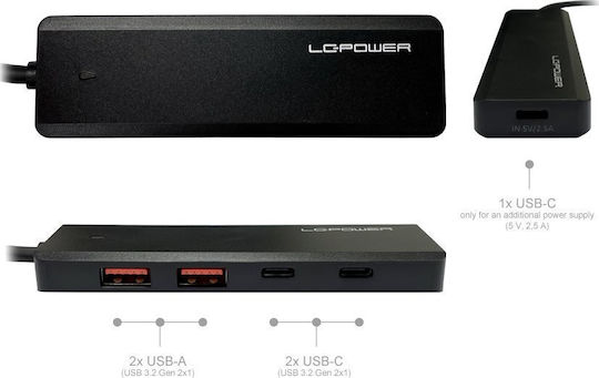 LC-Power Hub 4 Θυρών USB 3.0 με σύνδεση USB-A