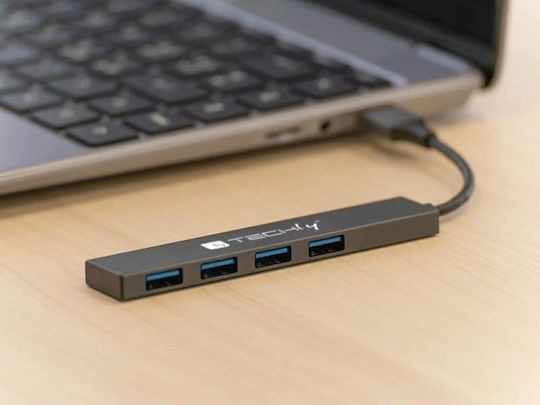Techly Hub 10 Porturi USB 3.2 cu Conectare USB-A Gri