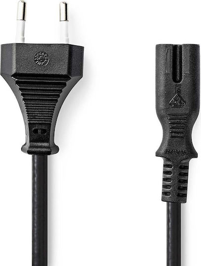 Adaptoare cablu de alimentare Nedis, conector Euro Plug IEC-320-C7, drept-drept, două fire, negru, vrac, 1m