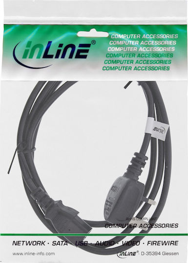 InLine Type G (UK) / IEC C13 - IEC C13 Cable 2m Μαύρο 16657P