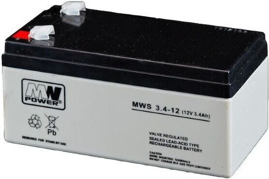 MW Power MW 3.4-12 Μπαταρία UPS με Χωρητικότητα 3.4Ah και Τάση 12V