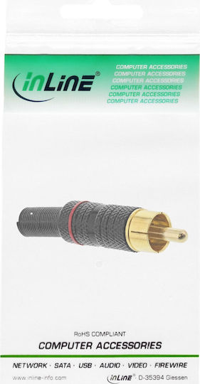 Inline Inline Metal Rca Dad Plug Soldering Black Ring Red 6 Mm Cable