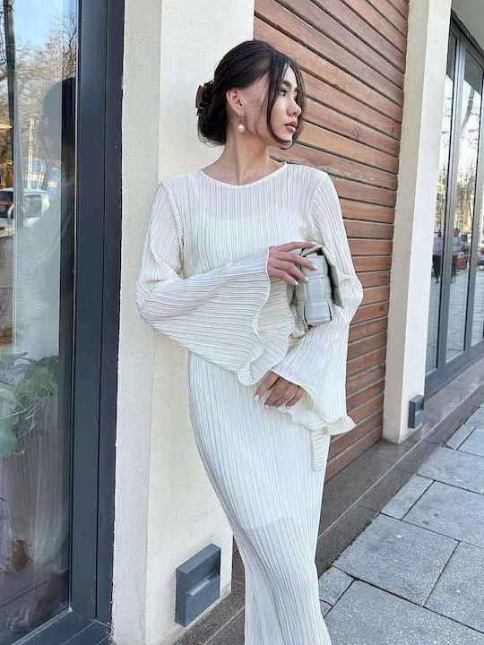 Maxi Kleid für Hochzeit / Taufe Ecru