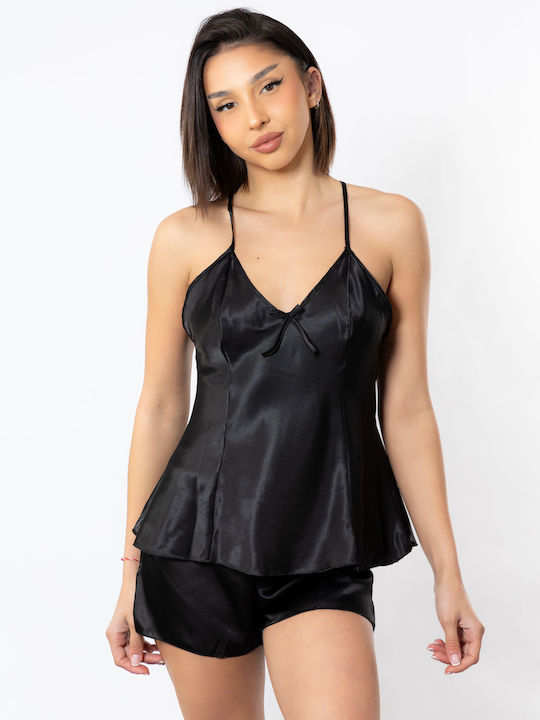 Moongirl Satin Babydoll Black