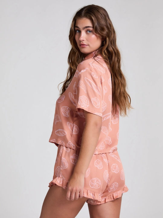 Hunkemöller Καλοκαιρινή Γυναικεία Μπλούζα Πιτζάμας Tan