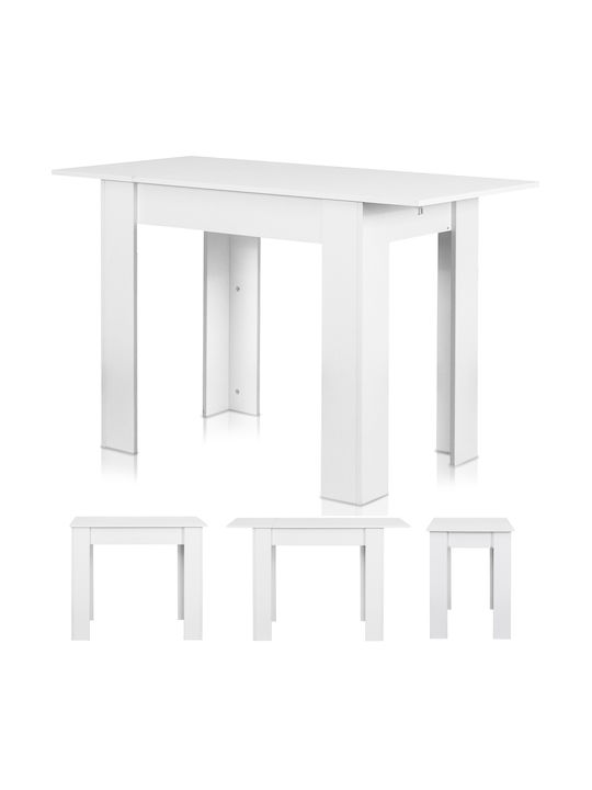Table Kitchen Extendable Wooden White Frasinato 90(+30)x60x78cm