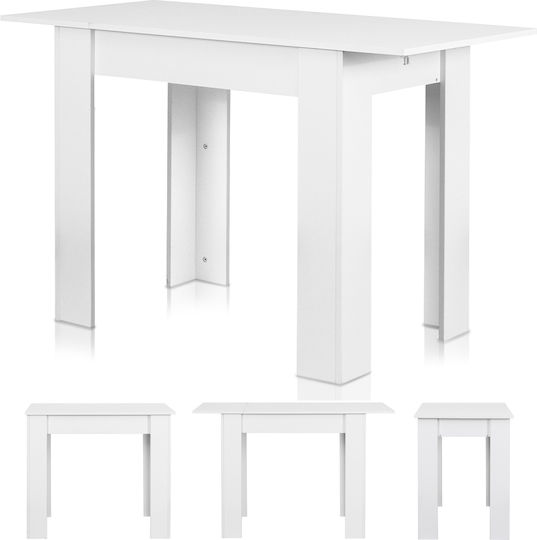 Table Kitchen Extendable Wooden White 90(+30)x60x78cm