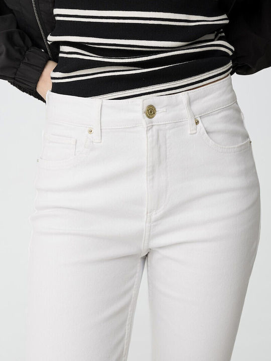 High Waist Women's Jean Trousers Flared White