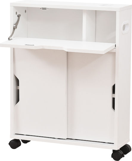 Bakaji Floor Bathroom Shelf Wooden 52x17x67cm White