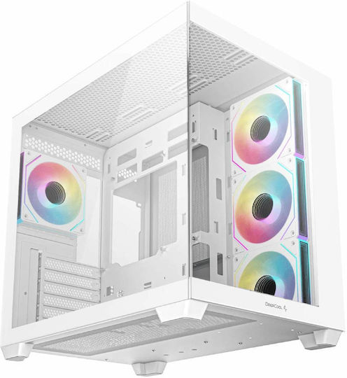 Deepcool CG530 4F Гейминг Midi Tower Компютърна кутия със страничен прозорец и ARGB осветление Бял