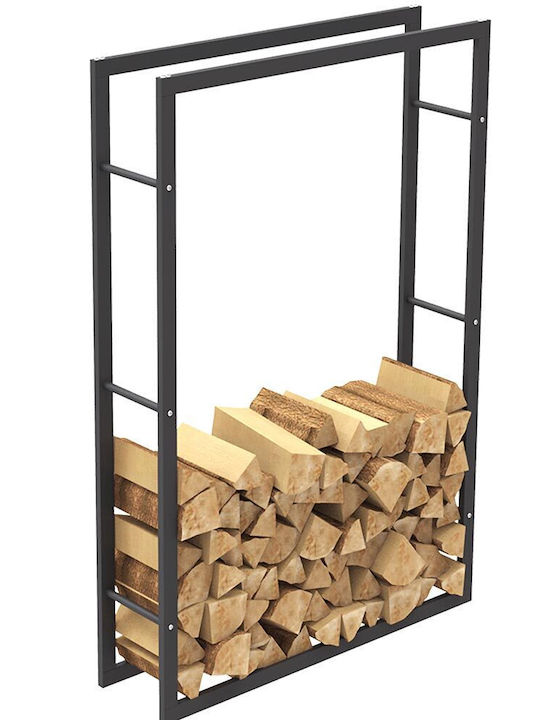 Bakaji Μεταλλικό Ράφι Αποθήκευσης Ξύλων 150x25x100cm Μαύρο