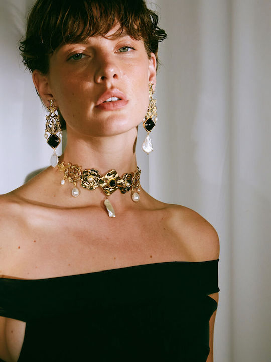 Desperate Design Jimena Earrings made of Silver Gold Plated with Stones & Pearls