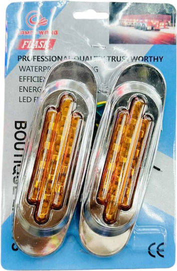 Φωτάκια Led Αυτοκινήτου Πλαϊνά Θέσης 12-24v 2τμχ 16led Universal 3858-2 Πορτοκαλί Oem