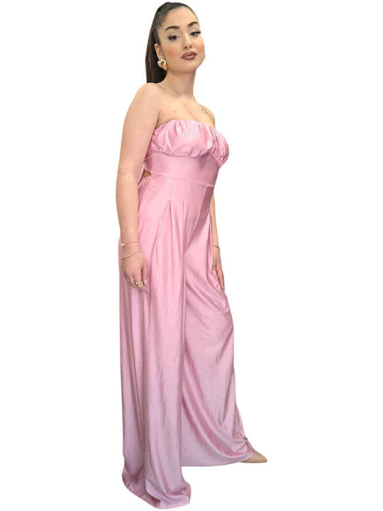 Γυναικεία Strapless Ολόσωμη Φόρμα Ροζ