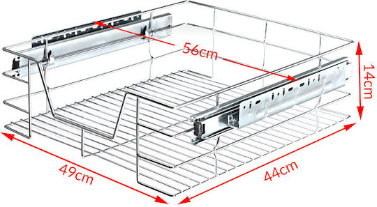 Bakaji Telescopic Kitchen Drawer 60cm Basket Shelf Pull-Out Space-Saving Steel 02832647
