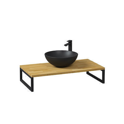 Κολοσσός Πάγκος με Νιπτήρα Μ92xΒ50xΥ34cm Oak, Matt Black