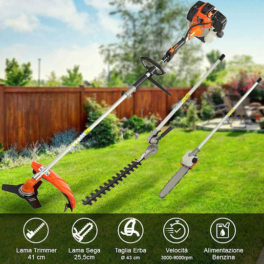 Bakaji 02833350 Garten-Multitool Benzin mit Hochentaster
