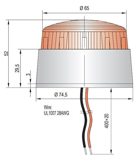 Auer XB2 Far de Sistem de Alarmă cu Roșu Lumină 12V 7.45x5.2cm