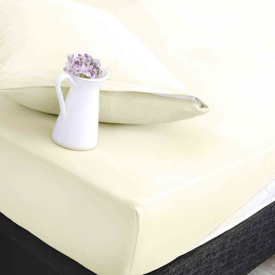 Rythmos Protective Cover Set with Pillowcases King Size with Skirt Essentials Ecru 180x200+20cm
