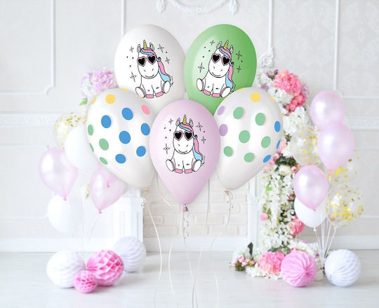 Godan Premium Heliumballons Happy Unicorn 13" Pack 5 Stk
