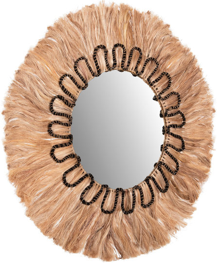 HomeMarkt Oglindă de Perete cu Maro Ramă din Rattan Diametru 100cm 1buc