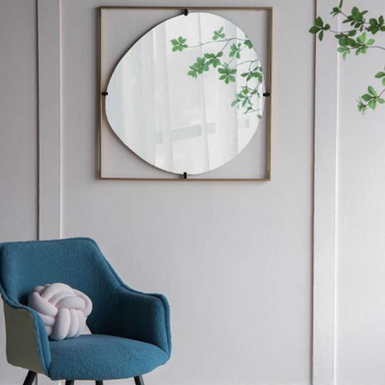Artekko Irregular Wall Mirror with Gold Metallic Frame 81x81cm 1pcs