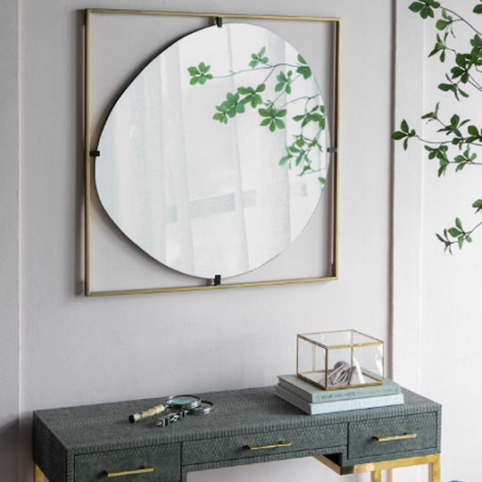 Artekko Irregular Wall Mirror with Gold Metallic Frame 81x81cm 1pcs
