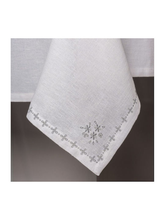 Cottonbox Față de masă Din Bumbac cu Broderie Set 8buc White Pear 172x240cm