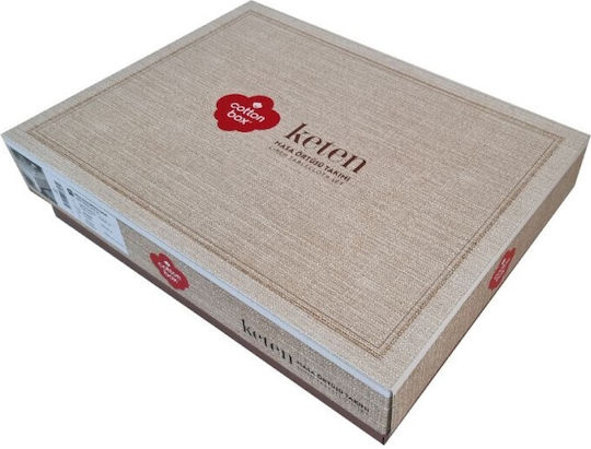 Cottonbox Față de masă Din Bumbac cu Broderie Set 8buc Gray Pear 172x240cm
