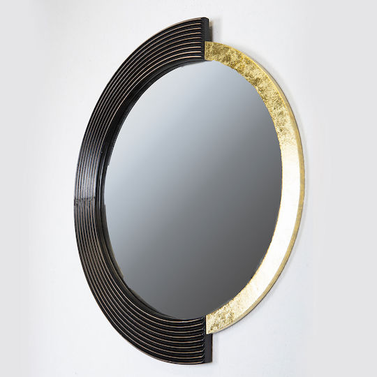 Estheti Home Wooden Wall Mirror Black Gold 54x2.5x58cm 751-10017