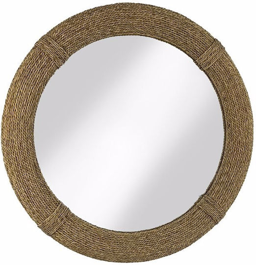 Liberta Voyage Wandspiegel mit Beige Hölzernes Rahmen Durchmesser 80cm 1Stück