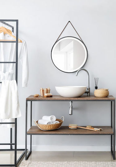 Mirrors & More Fine Wandspiegel mit Schwarz Metallischem Rahmen & LED Beleuchtung Durchmesser 60cm