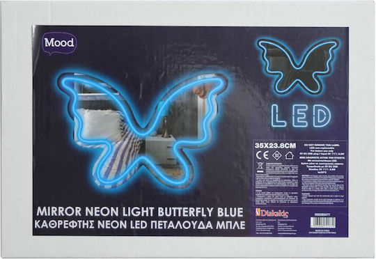 Καθρεφτης Neon Led Πεταλουδα Μπλε 35x23.8εκ Mood