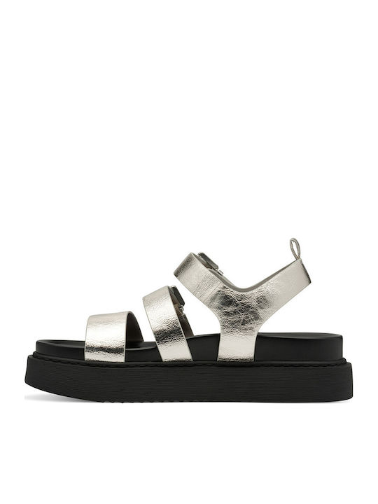 Flache Sandalen für Damen in Silber Farbe