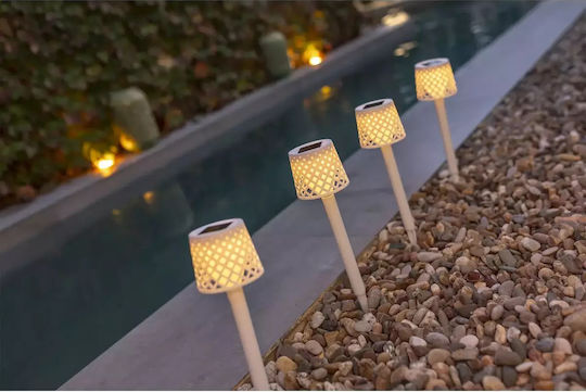NewGarden Set of 4 Solar Floor Lights 0.3W Warm White 3000K with Motion Sensor and Photocell IP44 7x7x39cm