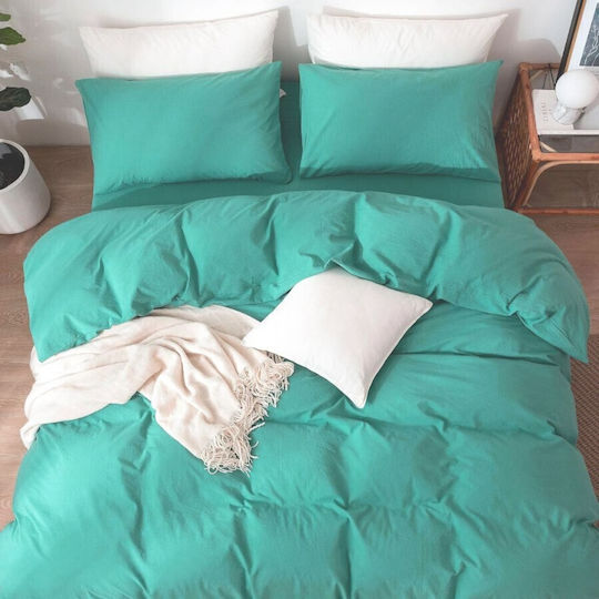 Pucioasa Set Husă de Pilotă Single cu Față de Pernă & 1 Cearsaf 150x220 Mint Green