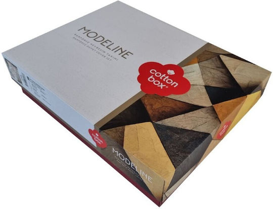 Cottonbox Set Huse Pentru Pilote 100% Bumbac 200x220cm Dublă Cu 2 Fețe De Pernă Și 1 Cearșaf Portocaliu