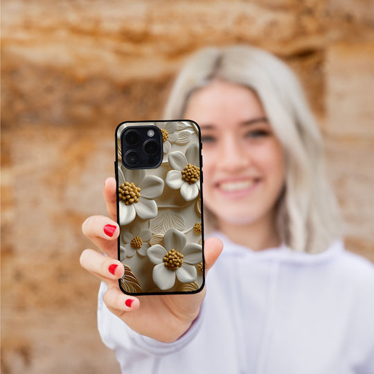 Husă Seria Sonique 3D Flower pentru Vivo Y74s Vivo Y76 5G Albă