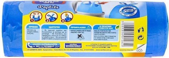 Sanitas Trash Bags Capacity 30lt with Handles Easy-Pack 55x50cm 20pcs Blue